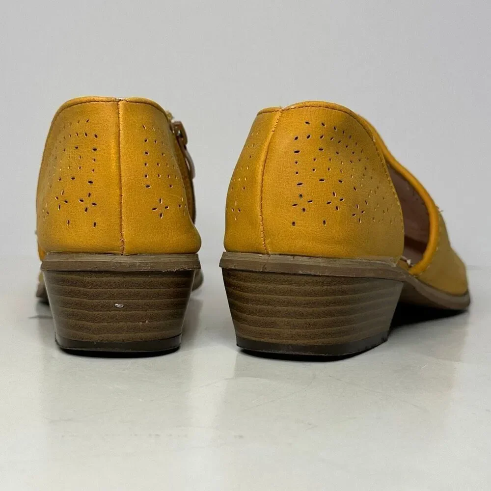 Lace up Flock Casual Fretwork Casual Shoes Yellow | Women Size 7.5 / 38